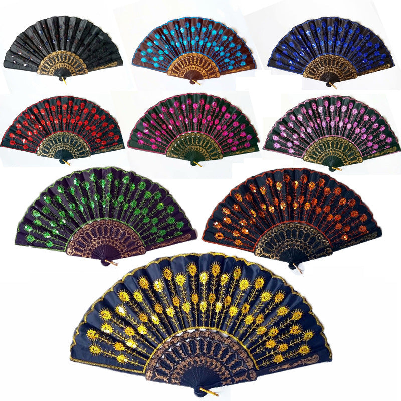 Handcrafted Ladies Fan with Exquisite Embroidery Lightweight Fabric Cooling Accessory