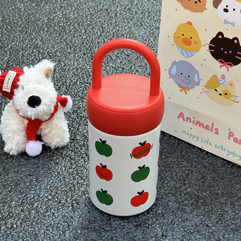 Insulated Ladies Drink Container With Leak-Proof Lid And Apple Design