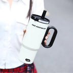Women's Insulated Stainless Steel Cup With Straw Spill-Resistant Travel Tumbler