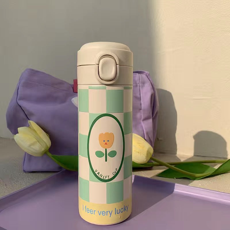 Ladies Insulated Water Bottle Floral Design Leak-Proof Lid BPA-Free Eco-Friendly Drink Bottle