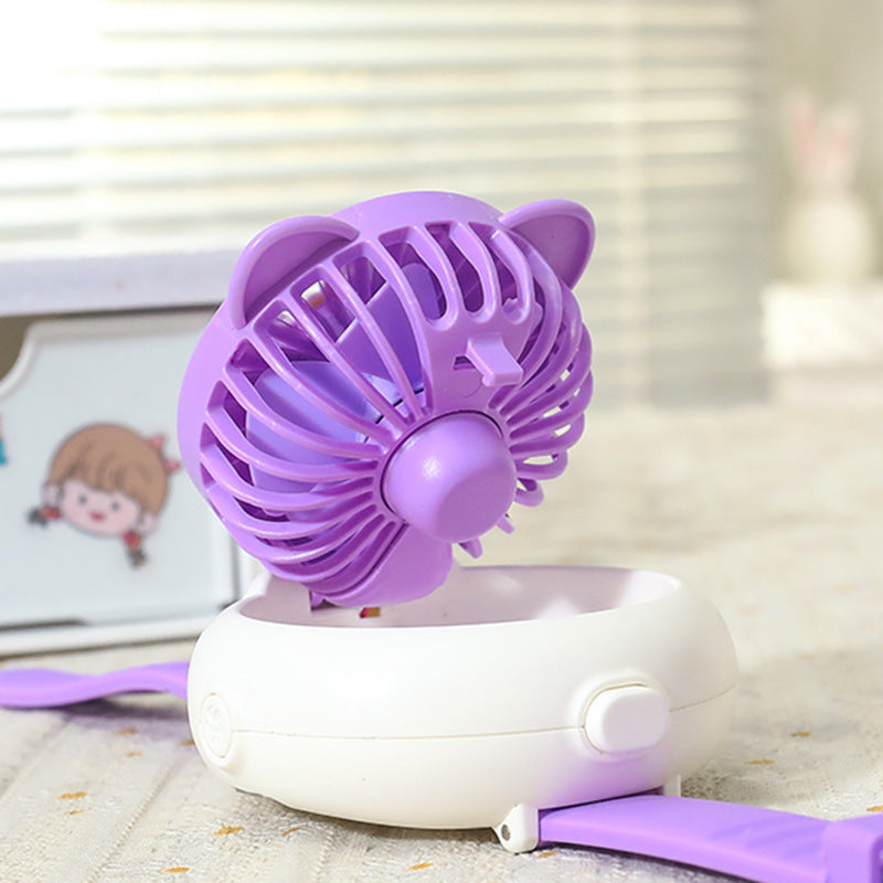 Portable Handheld Fan Cute Rabbit Design USB Rechargeable Adjustable Speed Battery Powered