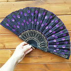 Handcrafted Ladies Fan with Exquisite Embroidery Lightweight Fabric Cooling Accessory
