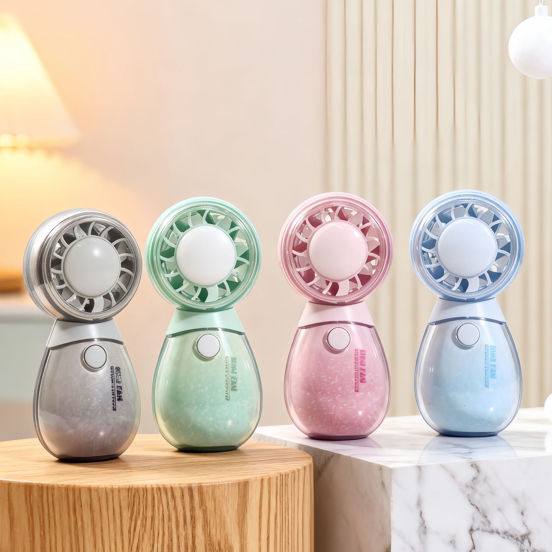 Portable Hand Fan for Women with USB Rechargeable Misting Spray and Cute Bear Design