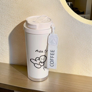 Insulated Ladies Drinking Cup with Hello Kitty Design BPA-Free Flip-Top Lid Ergonomic Handle
