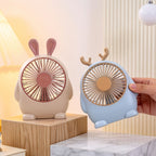 Ladies Portable Hand Fan with Playful Moose Design USB Rechargeable Lightweight Handheld Fan