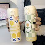 Insulated Stainless Steel Water Bottle with Floral Design Double Wall Vacuum for Women