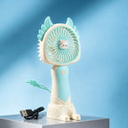 Portable Hand Fan USB Rechargeable Compact Cute Cat Design for Women