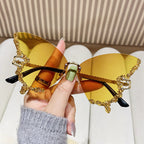 Women’s Butterfly Sunglasses with Sparkling Stones Green Accents UV Protection Lightweight
