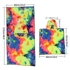 Women's Fleece Poncho with Hood Tie-Dye Pattern Soft Warm One Size