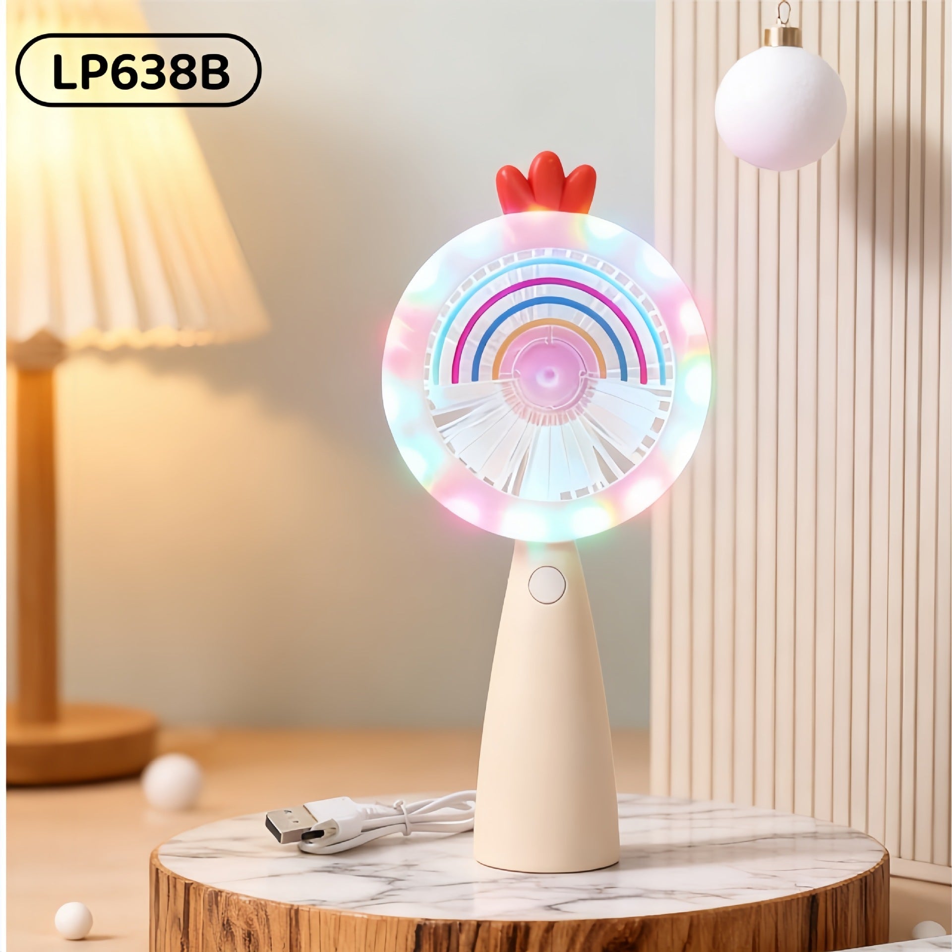 Portable Multifunction Fan with LED Light USB Rechargeable Handheld Cooling Fan