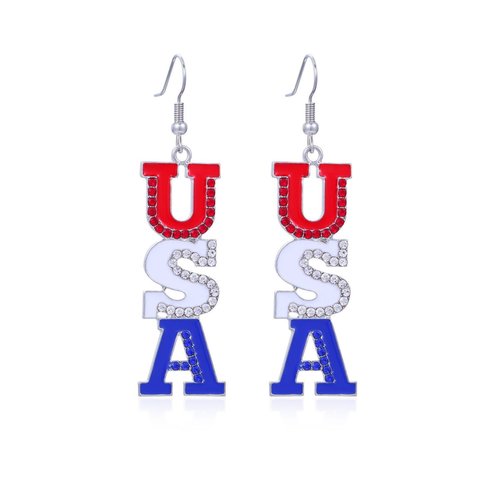 Women's Lightweight Star Earrings Enamel Flag Design Fishhook Closure Zinc Alloy