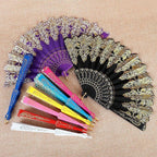 Ladies Hand Fan Elegant Artistic Design Wooden Frame Foldable Lightweight
