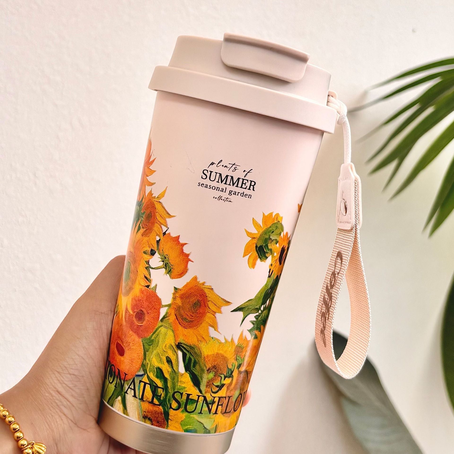 Insulated Stainless Steel Travel Mug with Leak-Proof Cap and Carry Handle for Coffee and Tea