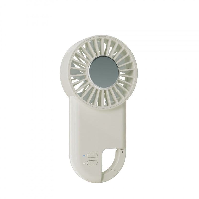 Portable Handheld Cooling Fan with Mirror Rechargeable Battery Adjustable Speeds Compact Lightweight