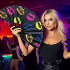 Ladies Foldable Fan Colorful Butterfly and Lip Designs Lightweight Portable Accessory