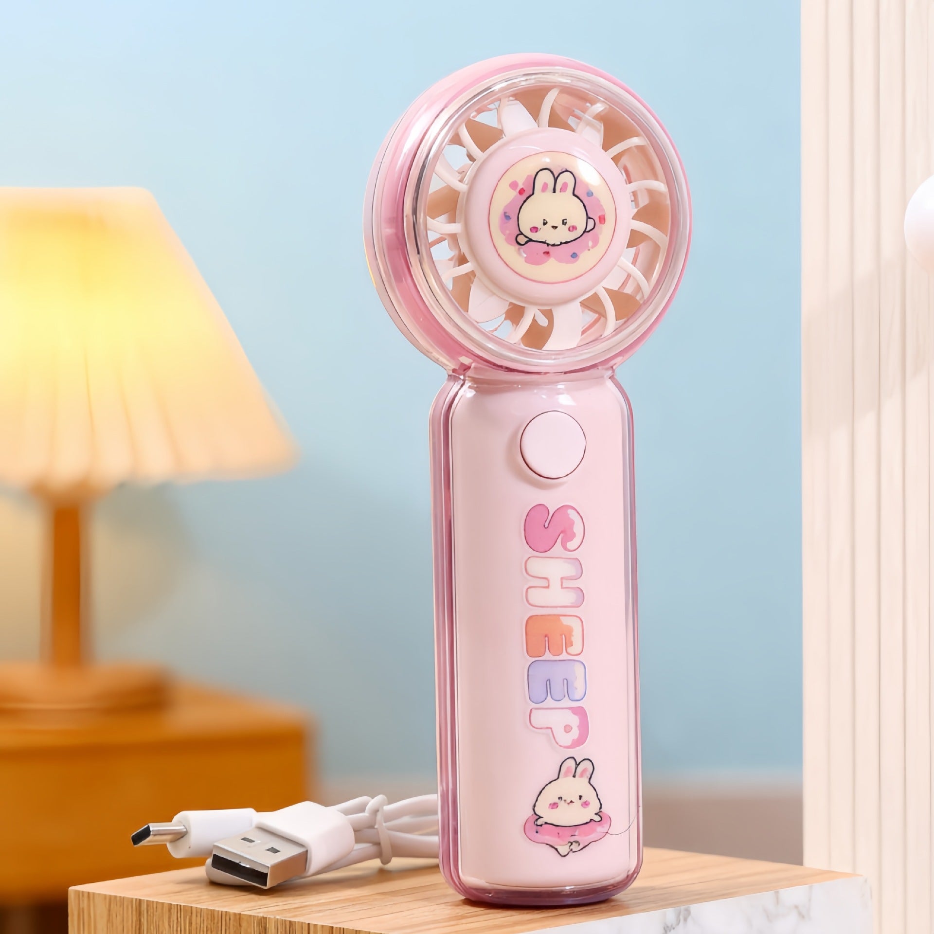 Portable Handheld Fan with Bear Design USB Rechargeable Lightweight Personal Fan
