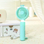 Portable Handheld Fan with LED Light and Animal Ear Design USB Rechargeable Quiet Operation