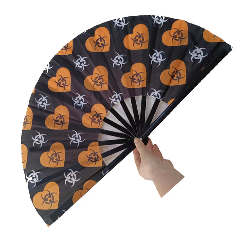 Women's Colorful Folding Fan with Sturdy Plastic Ribs 64cm Lightweight Portable