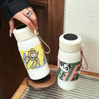 Women’s Insulated Water Bottle BPA-Free Plastic Double-Walled Panda Design Spill-Proof Lid