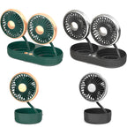 Portable Dual-Head Car Cooling Fan Adjustable Airflow Compact Lightweight Vehicle Fan