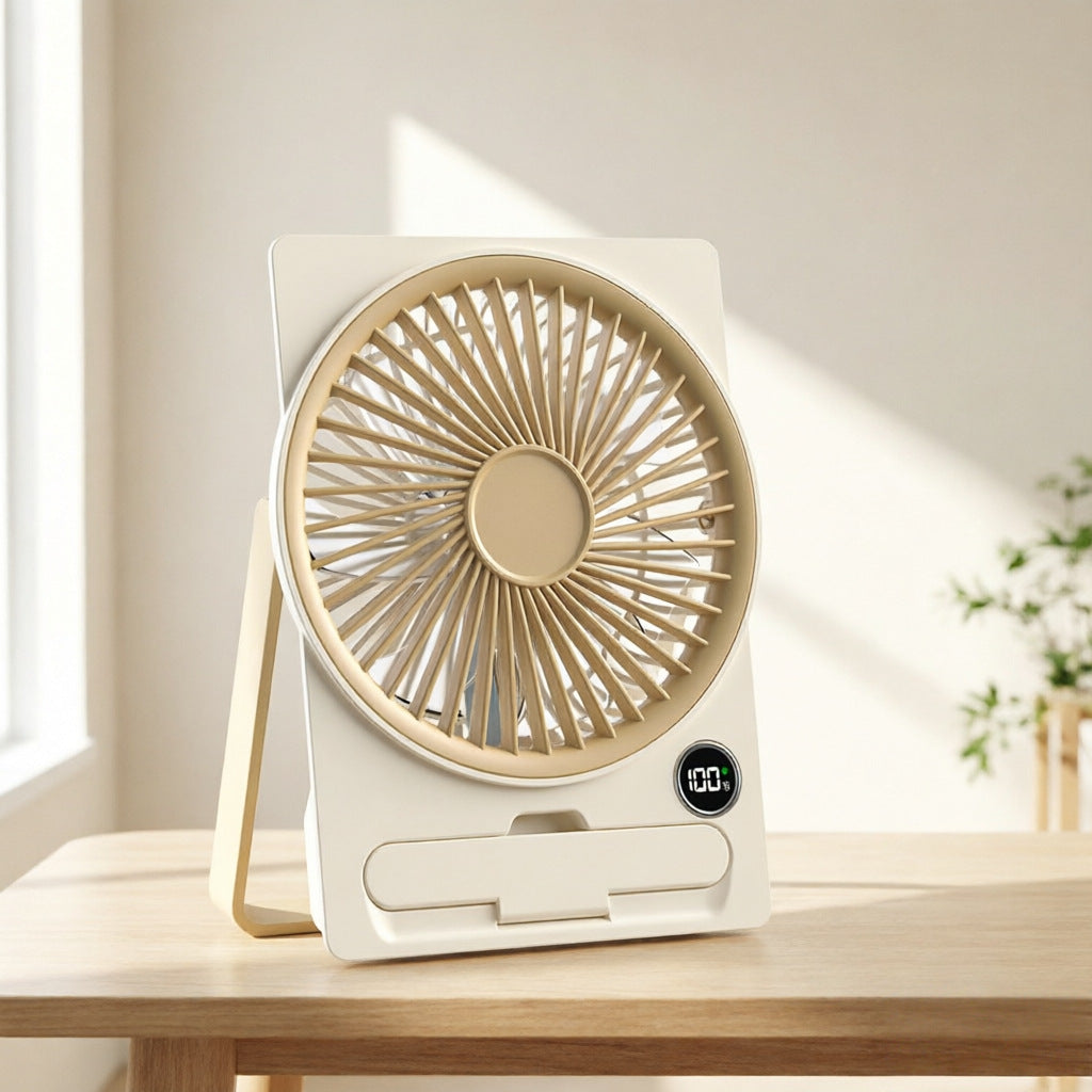 Ladies Table Fan Compact Quiet Operation Adjustable Tilt LED Display