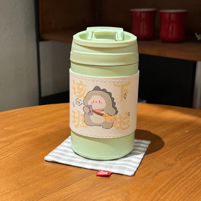 Women’s Insulated Thermo Mug with Cute Animal Design Leak-Proof Lid Ergonomic Handle