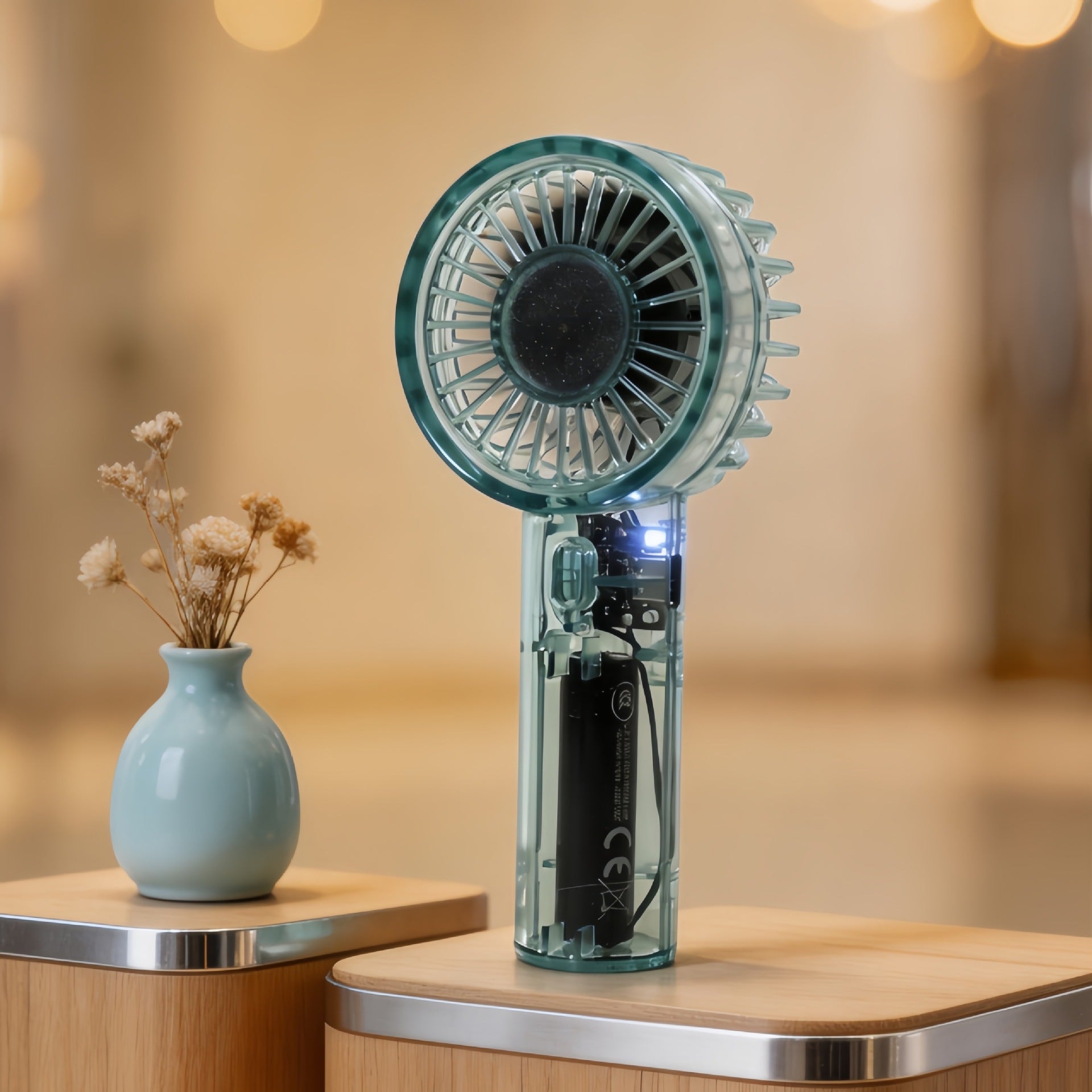 Portable USB Handheld Fan with Ergonomic Grip Lightweight Compact Personal Cooling Fan