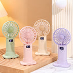 USB Rechargeable Handheld Fan with LCD Display and Three Speeds Compact Portable