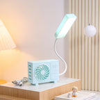 Multifunctional Table Lamp with Built-In Fan USB Powered Adjustable Brightness Compact Design