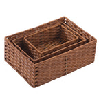 Woven Storage Baskets Durable Eco-Friendly Plastic Organizer for Home Office Bathroom