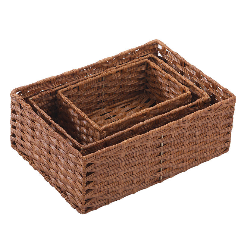 Woven Storage Baskets Durable Eco-Friendly Plastic Organizer for Home Office Bathroom