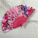 Ladies Folding Fan Floral Design Lightweight Portable Handheld Fan