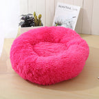Pet Bed Soft Plush Round Shape Non-Slip Bottom for Cats and Small Dogs