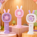 Portable Mini Fan USB Powered Cute Bunny Design Lightweight Personal Cooling Fan