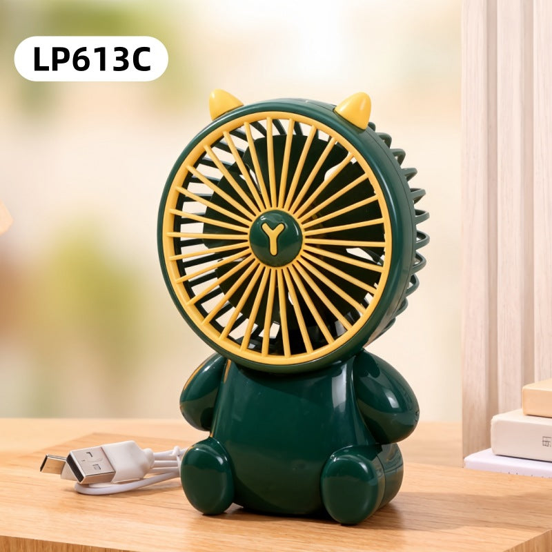 Portable USB Mini Handheld Fan with Cute Animal Design Lightweight Rechargeable Personal Fan