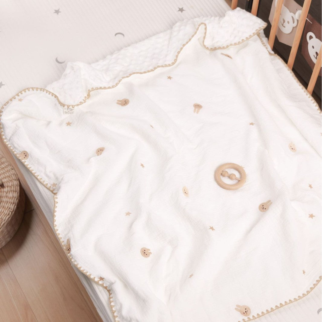 Bowlift Baby Plush Blanket 100% Cotton Soft Star Moon Design Toddler Cuddle Blanket