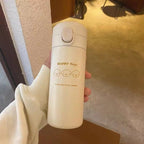 Insulated Stainless Steel Water Bottle with Cute Bear Design Leak-Proof Flip Lid for Hot and Cold Drinks