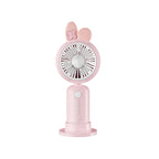 Portable USB Mini Hand Fan Rechargeable Quiet Motor LED Light Bear Ears Design
