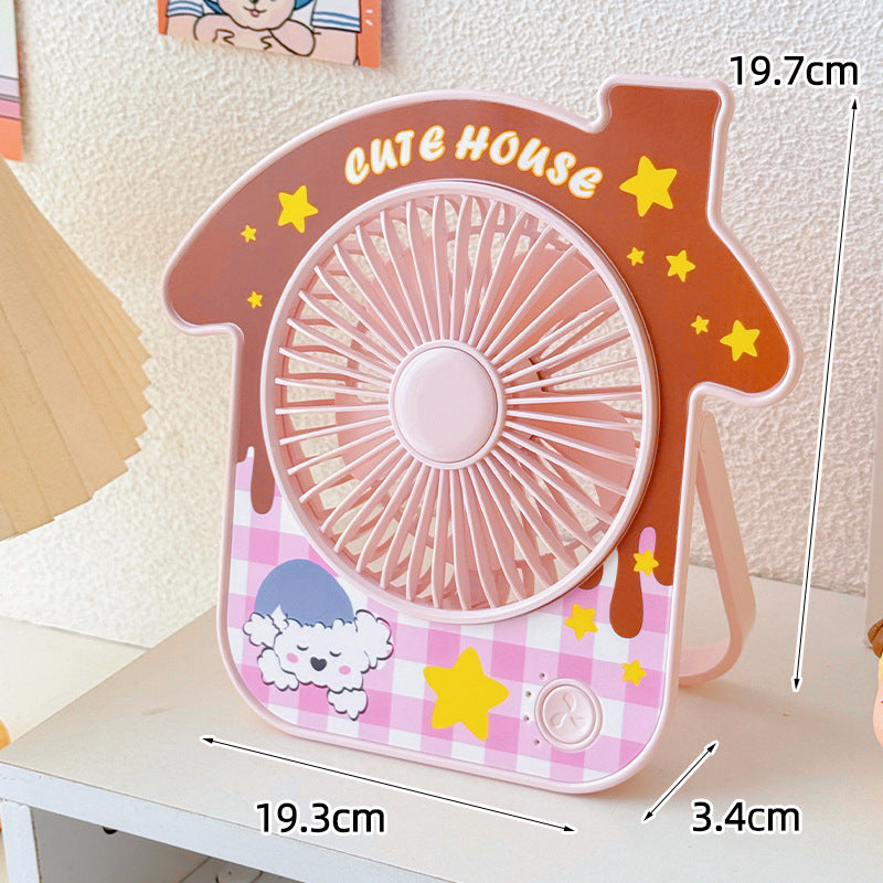 Portable Table Fan Compact Quiet Operation Adjustable Speeds Long Battery Life Cute Design for Women