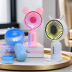 Portable Mini Hand Fan for Women USB Rechargeable Lightweight with Flexible Mounting and Cute Ear Design