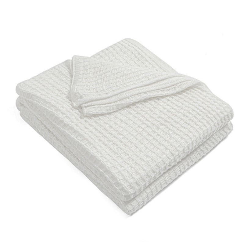 Brehn Women’s Knitted Cotton Throw Blanket Cozy Soft Wavy Design Machine Washable