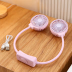 Women’s Portable Neck Fan Dual Vent Technology Rechargeable Lightweight Adjustable Speed