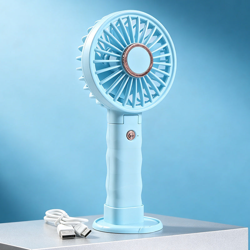 Women's Portable Handheld Fan with Powerful Battery and Cooling Spray Function USB Rechargeable