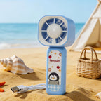 Portable USB Rechargeable Handheld Fan with Cute Rabbit Design Lightweight Personal Cooling Fan