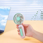 Women's Portable Mini Fan with Ergonomic Handle Rechargeable Battery Compact