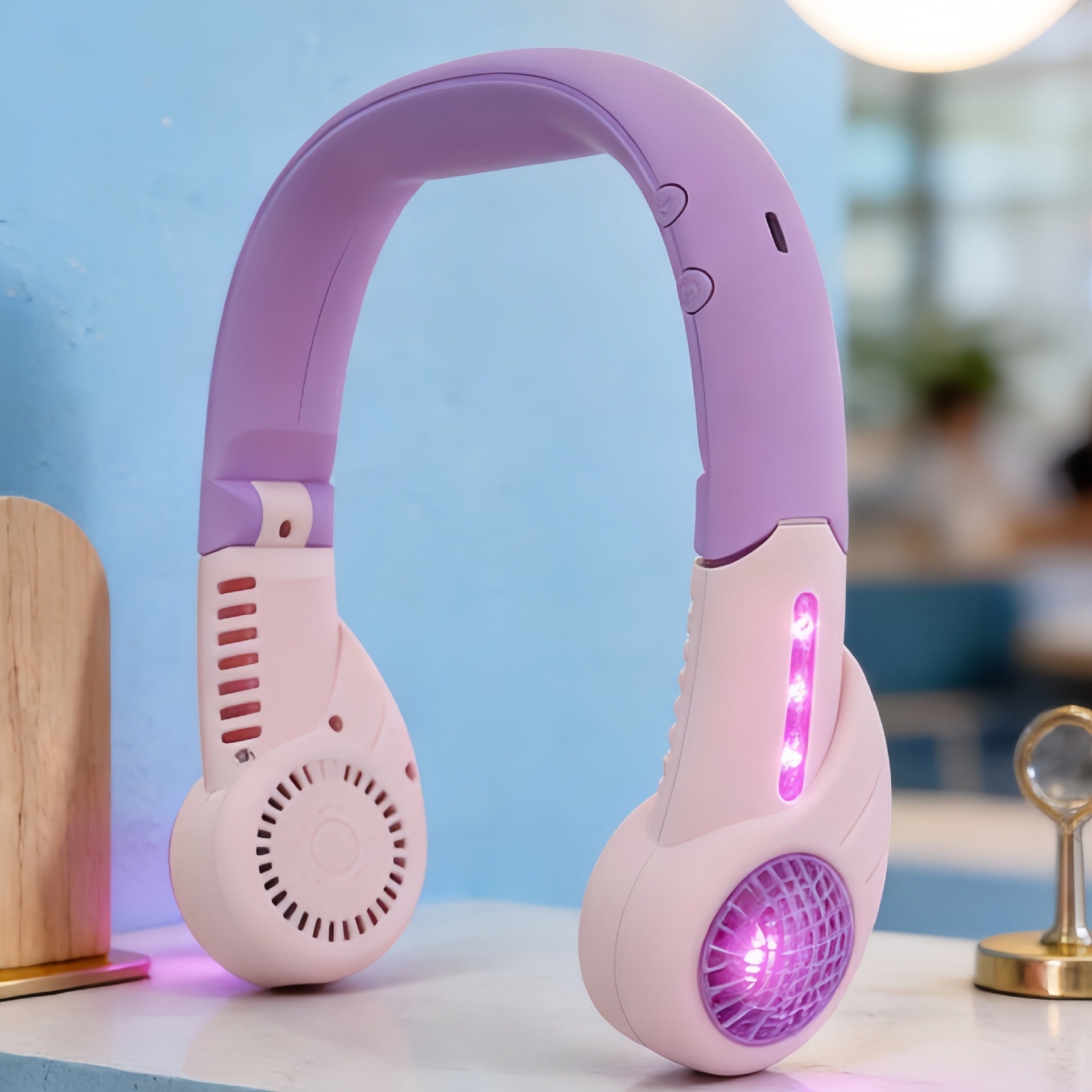 Women’s Portable Neck Fan Flexible USB Rechargeable Lightweight Personal Cooling Device