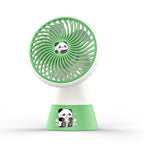 Portable Table Fan Battery Operated Panda Design 3-Speed Lightweight
