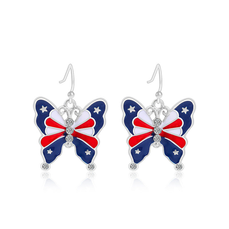 Women's Lightweight Star Earrings Enamel Flag Design Fishhook Closure Zinc Alloy