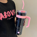 Women's Insulated Water Bottle BPA-Free Plastic with Integrated Straw and Ergonomic Handle