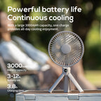 Portable Table Fan with Digital Controls USB Rechargeable Quiet Desk Fan Compact Design